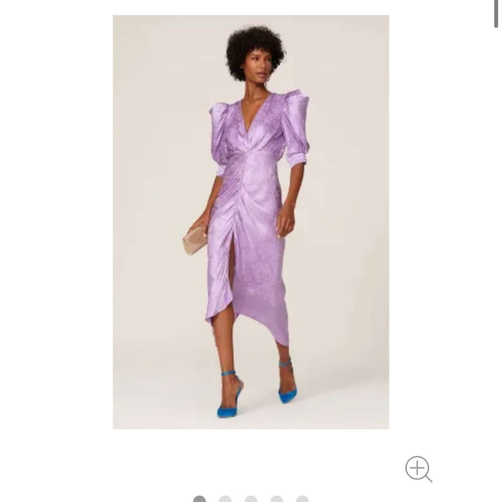 RONNY KOBO Purple Silk Blend Puff Sleeve Ariana Dress